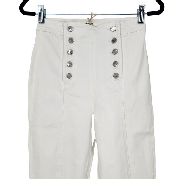 GRLFRND High Rise Double Button Frances Skinny Jeans In White Sand Size 25 - Picture 3 of 6